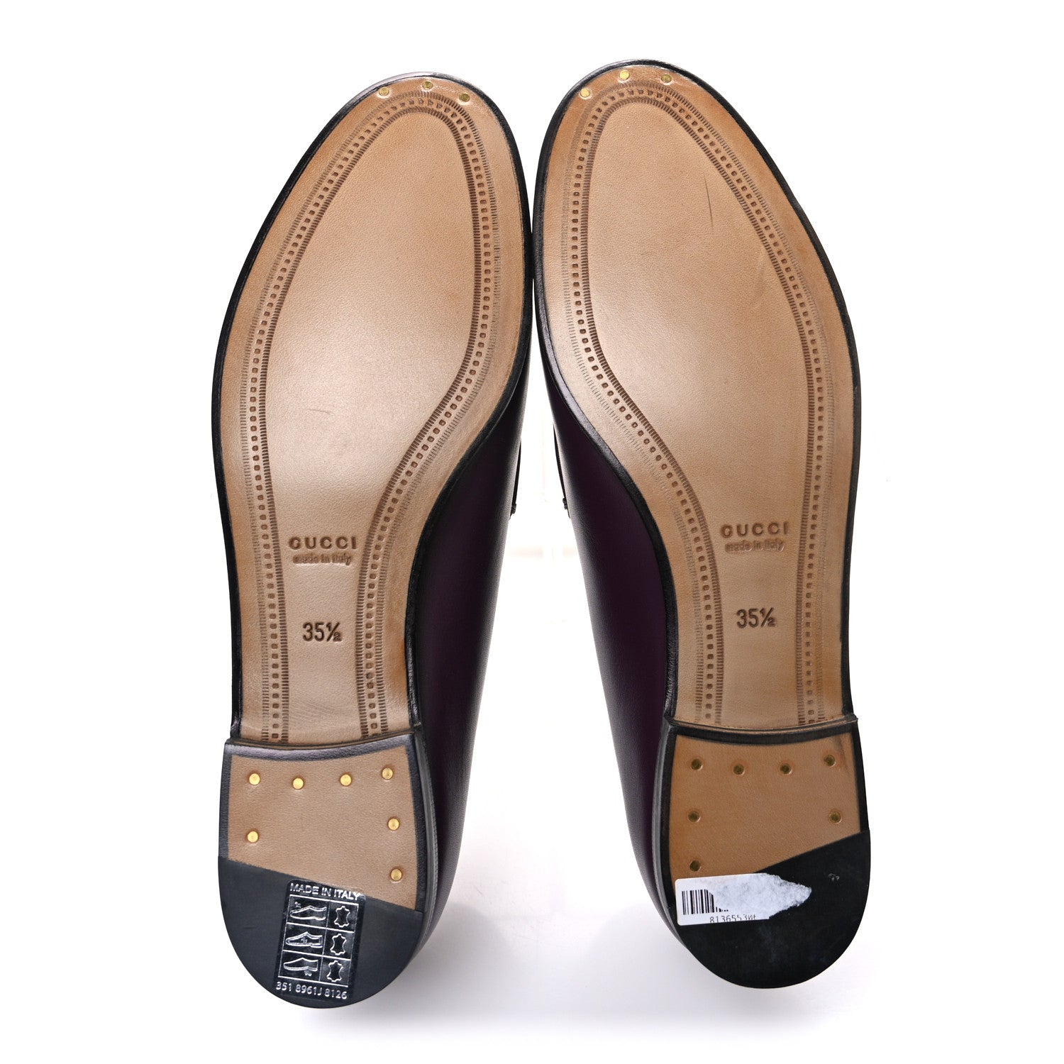 Gucci Real Betis Glamour Calfskin Womens Jordaan Horsebit Loafers 35.5 Shiny Vineyard 7 of 12