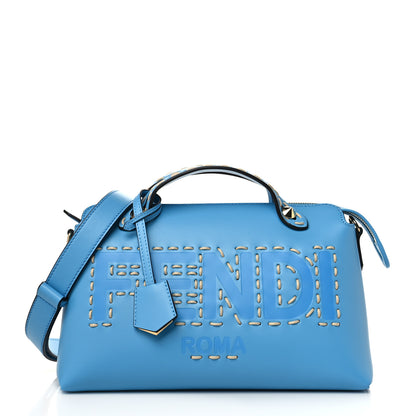 Fendi Vitello King Macro Stitchings Logo Medium By The Way Boston Bag Cyber Blue 1 of 7