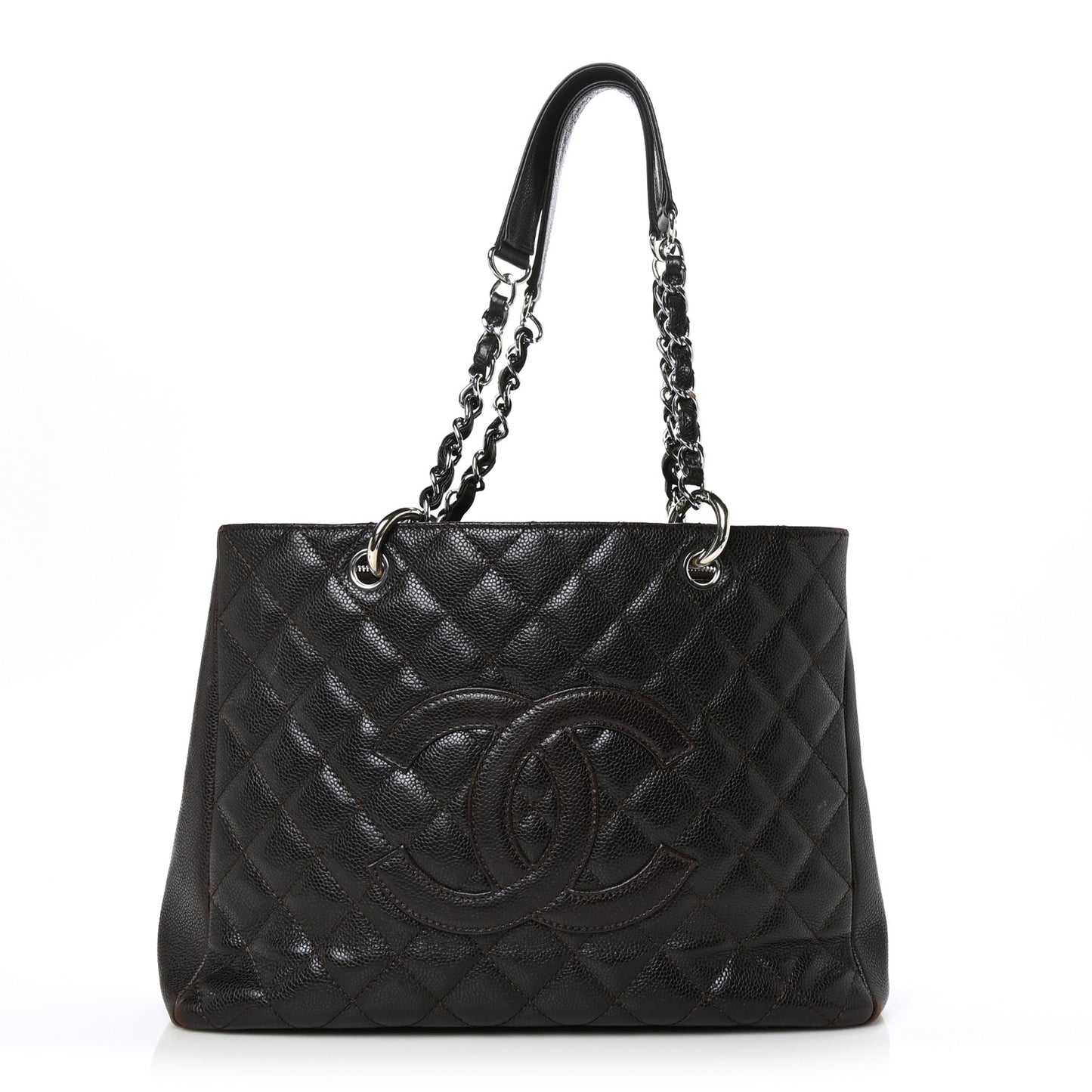 Caviar Quilted Grand Shopping Tote GST Dark Brown