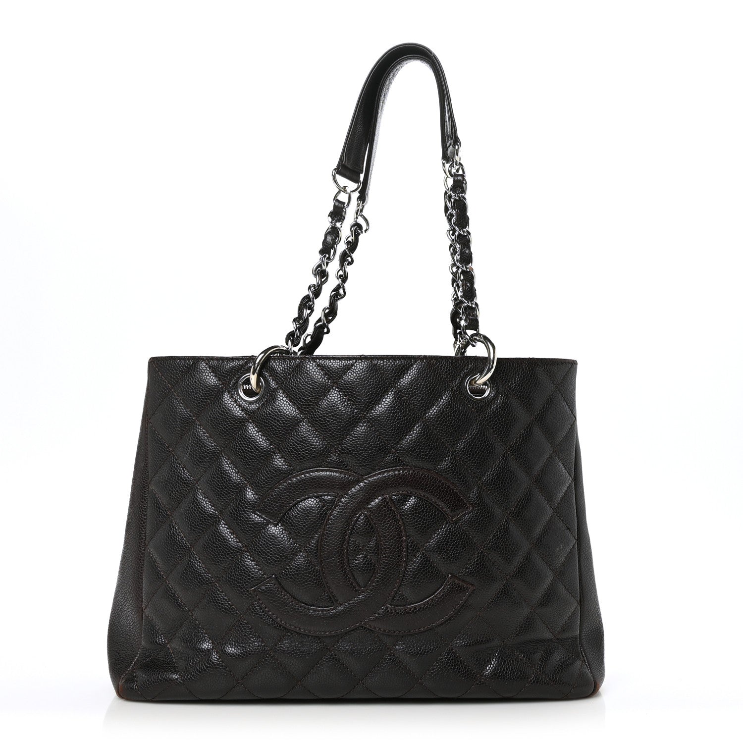 Chanel Caviar Quilted Grand Shopping Tote GST Dark Brown 1 of 13