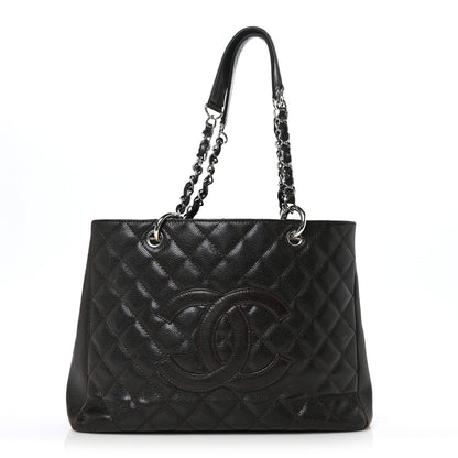 Chanel Caviar Quilted Grand Shopping Tote GST Dark Brown 1 of 13