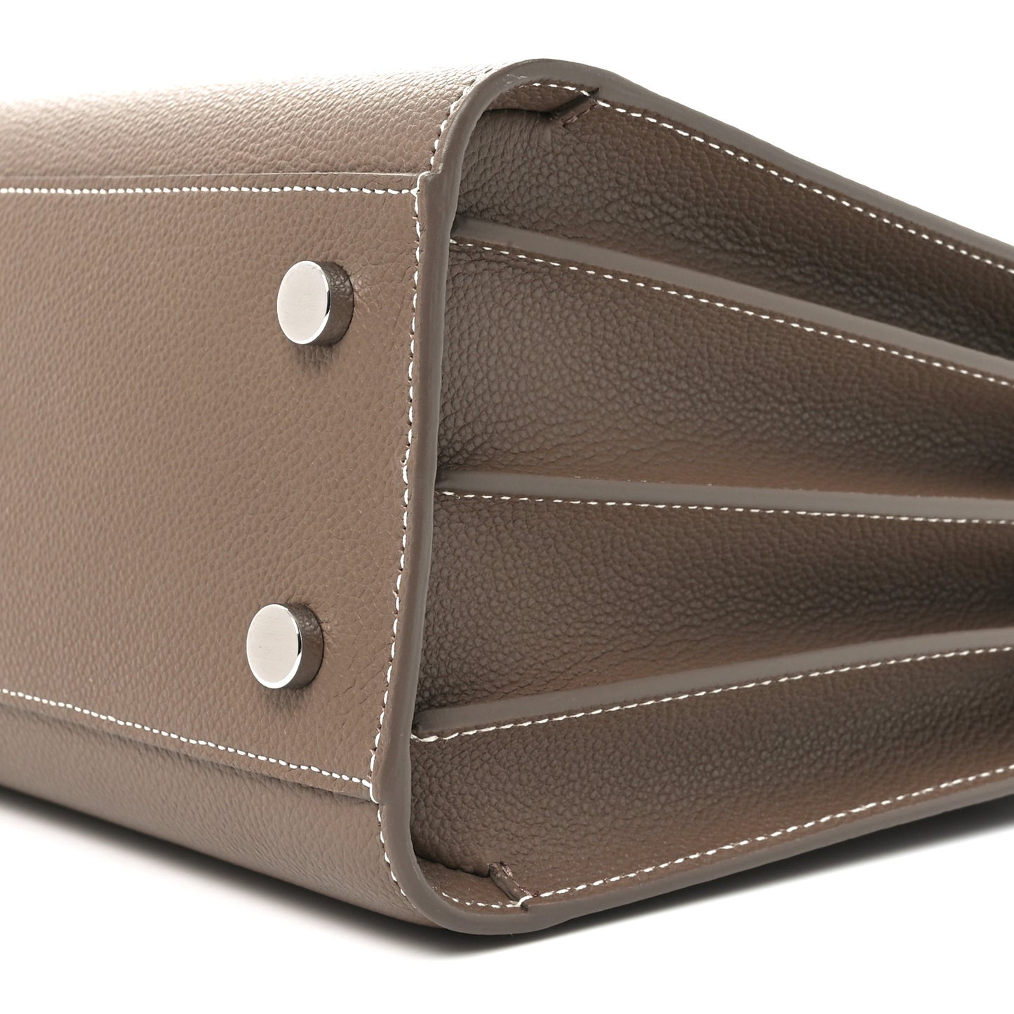 Grained Calfskin Topstich Baby Sac De Jour Taupe