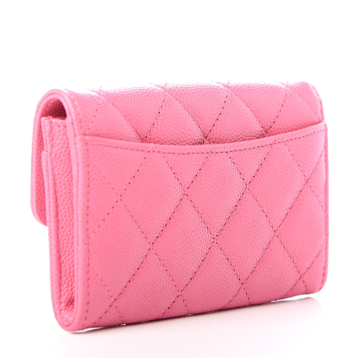 Chanel Caviar Quilted Flap Card Holder Wallet Pink 3 of 9