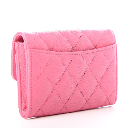 Chanel Caviar Quilted Flap Card Holder Wallet Pink 3 of 9