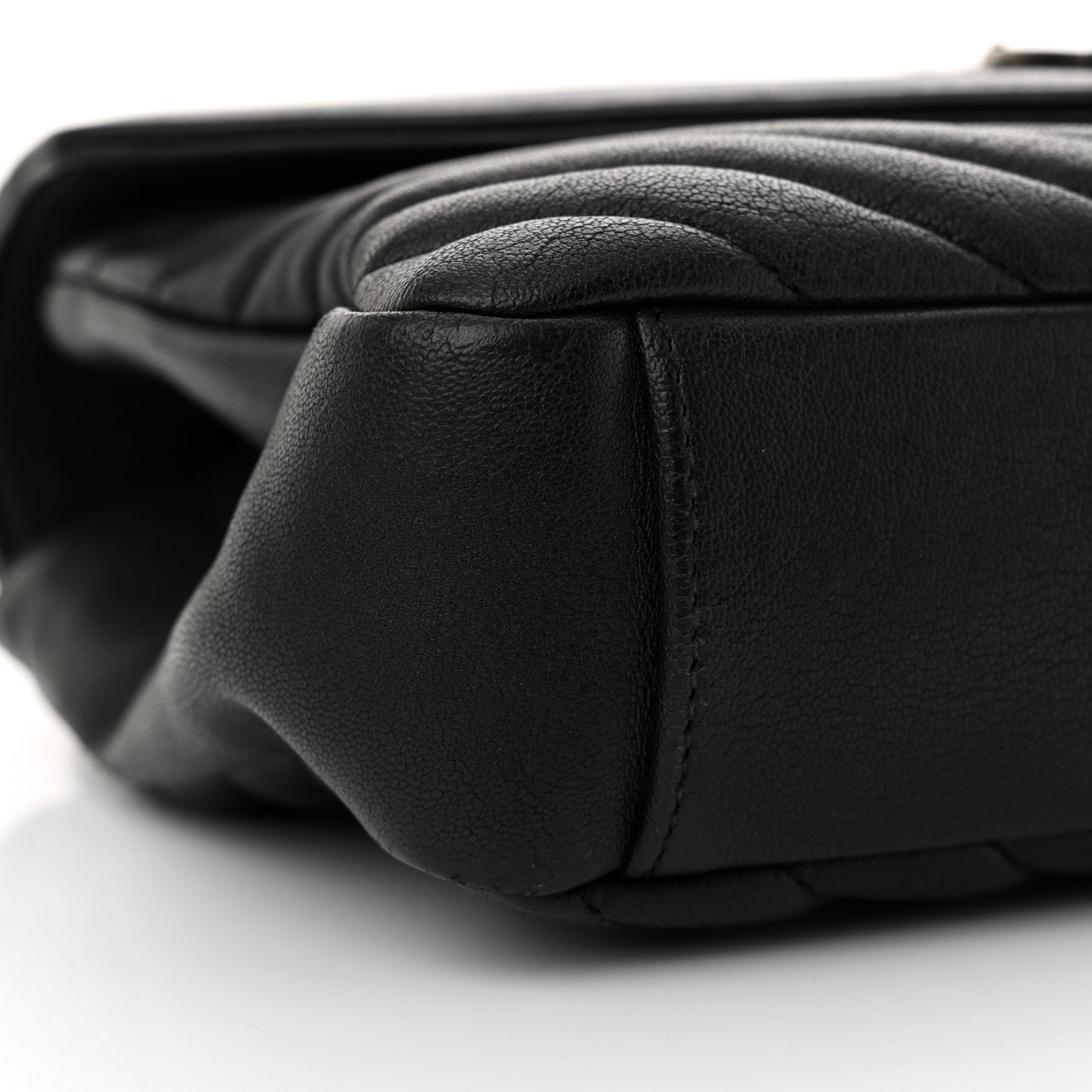 Sheepskin Matelasse Chevron Monogram Medium College Bag Black