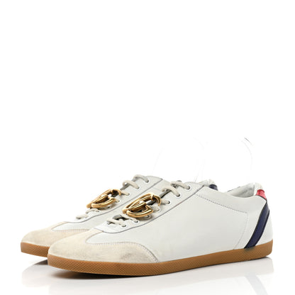 Gucci Calfskin Metallic Ayers Mens Bambi GG Sneakers 10 Great White Notte Red 3 of 10