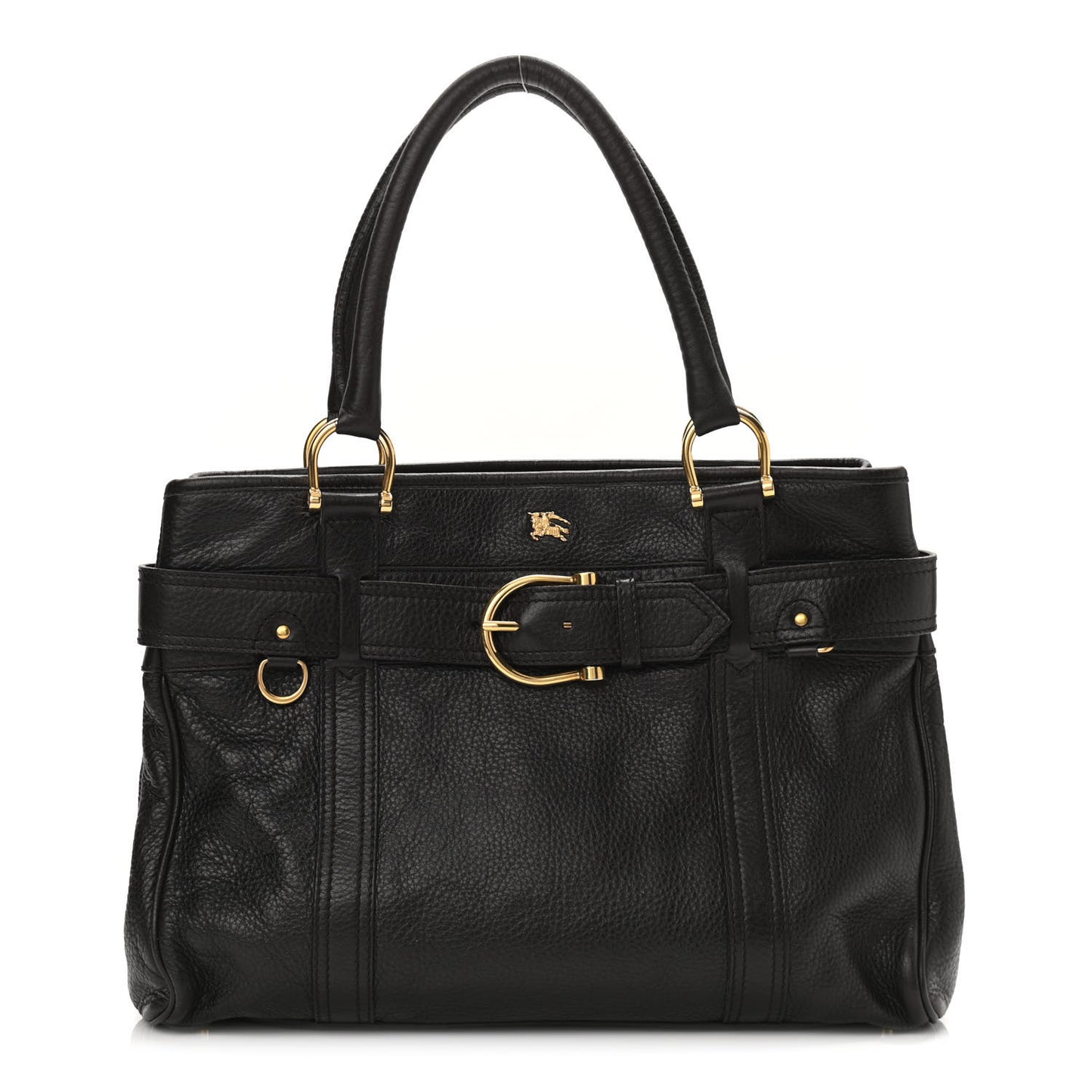 Calfskin Buckle Tote Dark Brown