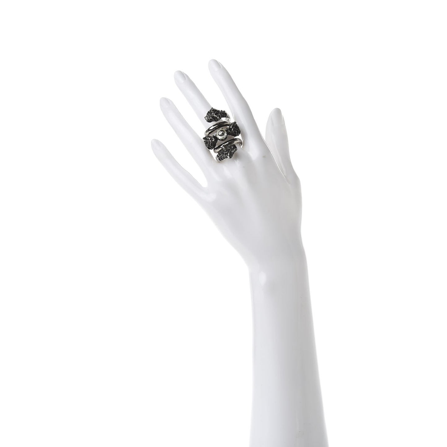 Pearl Tiger Heads Double Wrap Ring 6.5 Silver