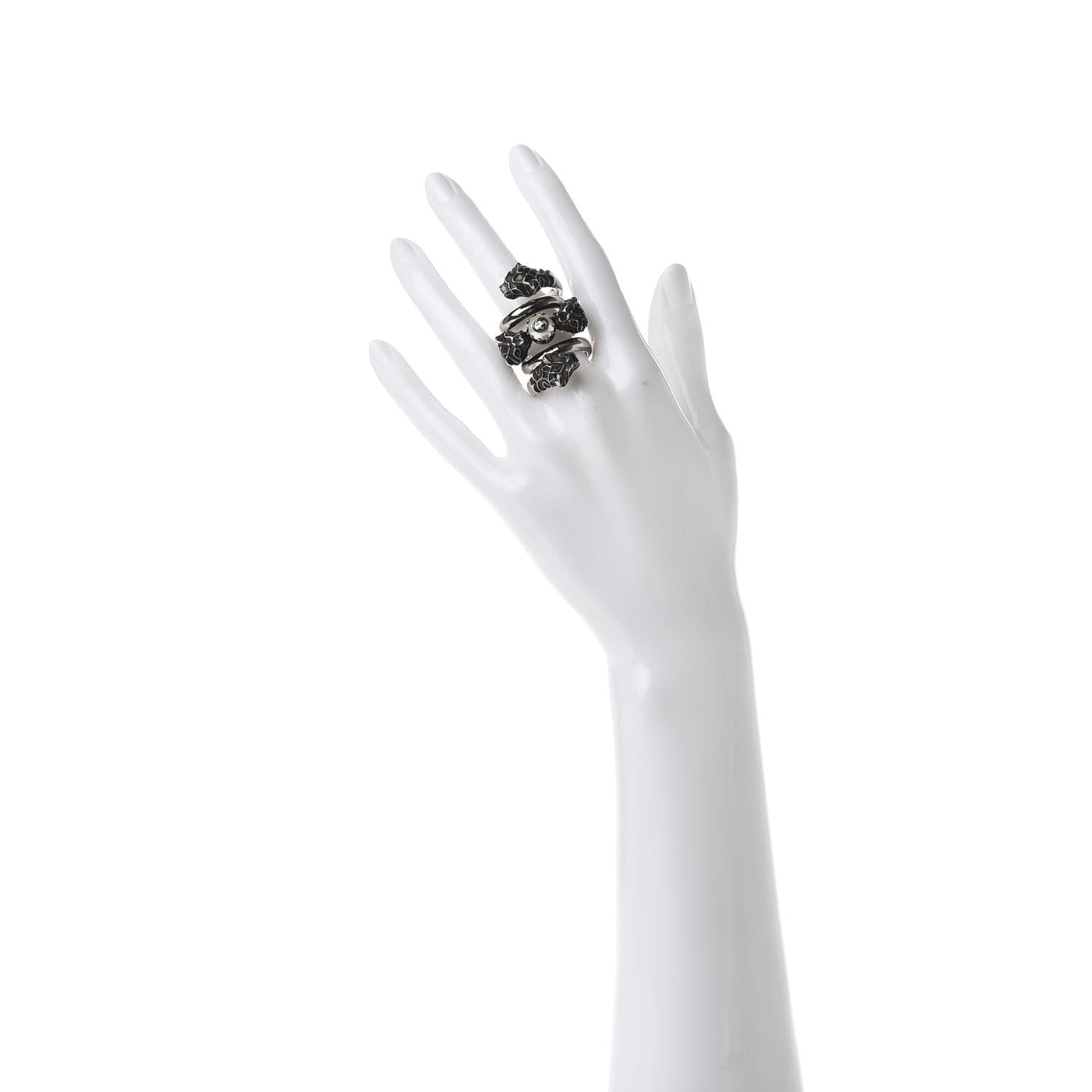Gucci Pearl Tiger Heads Double Wrap Ring 6.5 Silver 2 of 4