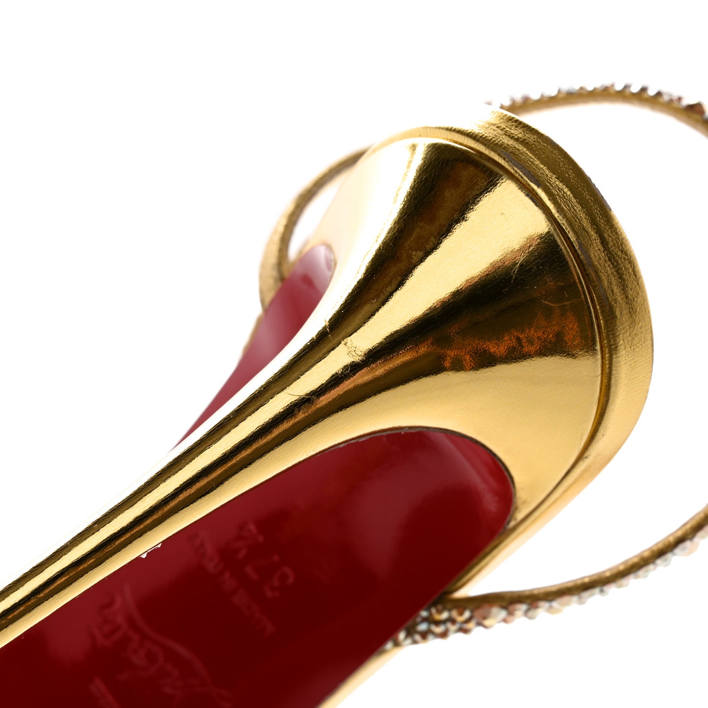 Suede Crystal Strass Rosalie 100 Sandals 37.5 Gold