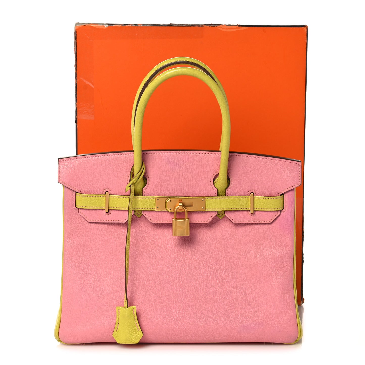 Chevre Mysore Horseshoe Birkin 30 Rose Confetti Soufre