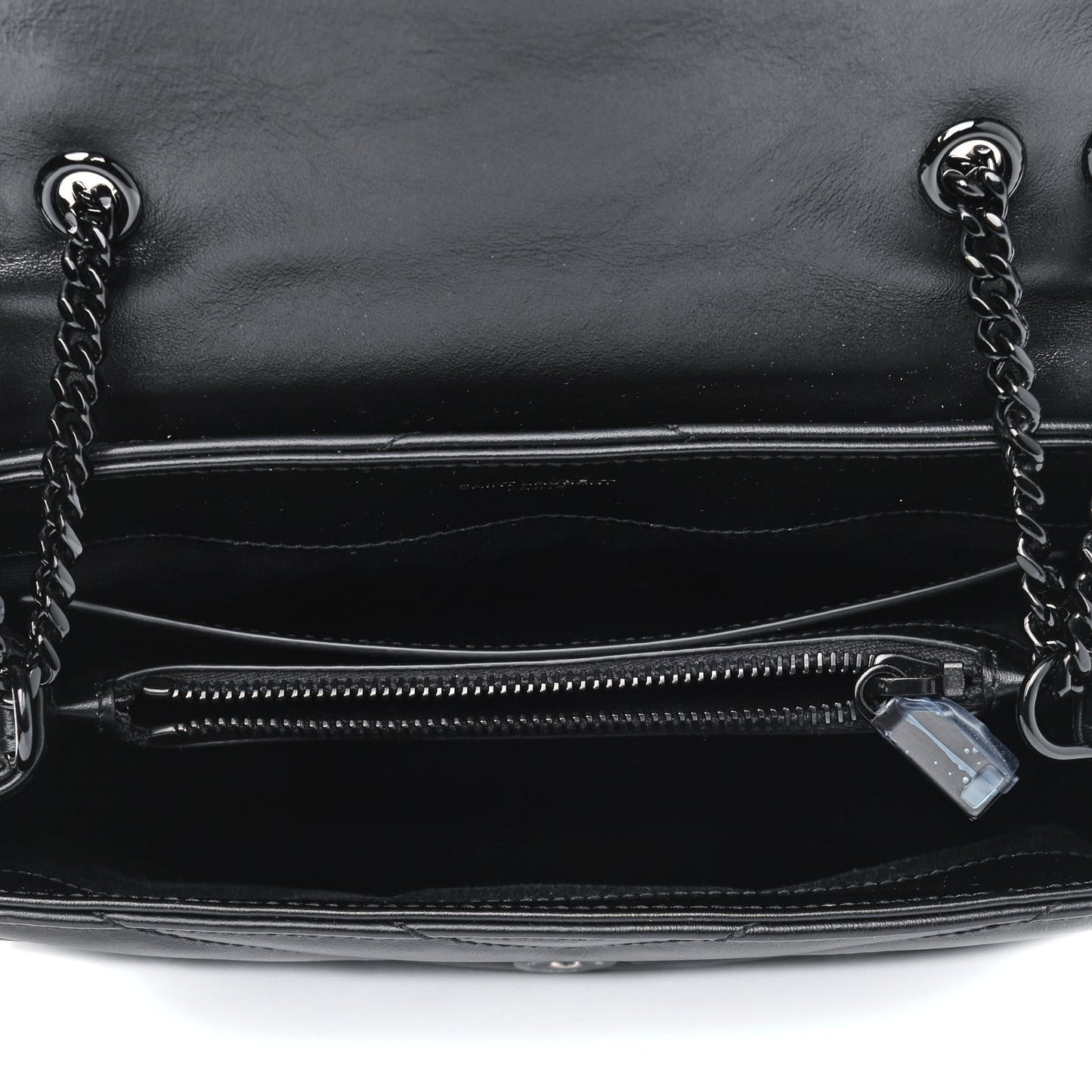 Calfskin Y Quilted Monogram Small Loulou Chain Satchel Black