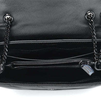 Saint Laurent Calfskin Y Quilted Monogram Small Loulou Chain Satchel Black 4 of 5