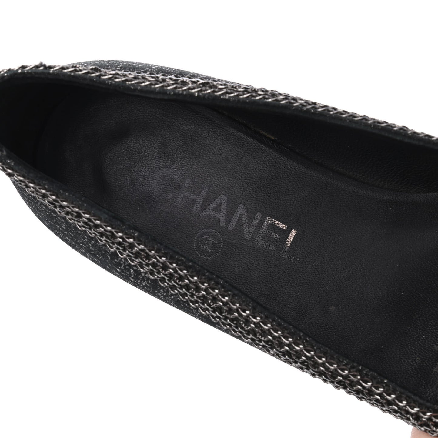Tweed Patent Cap Toe Ballerina Flats 37 Black