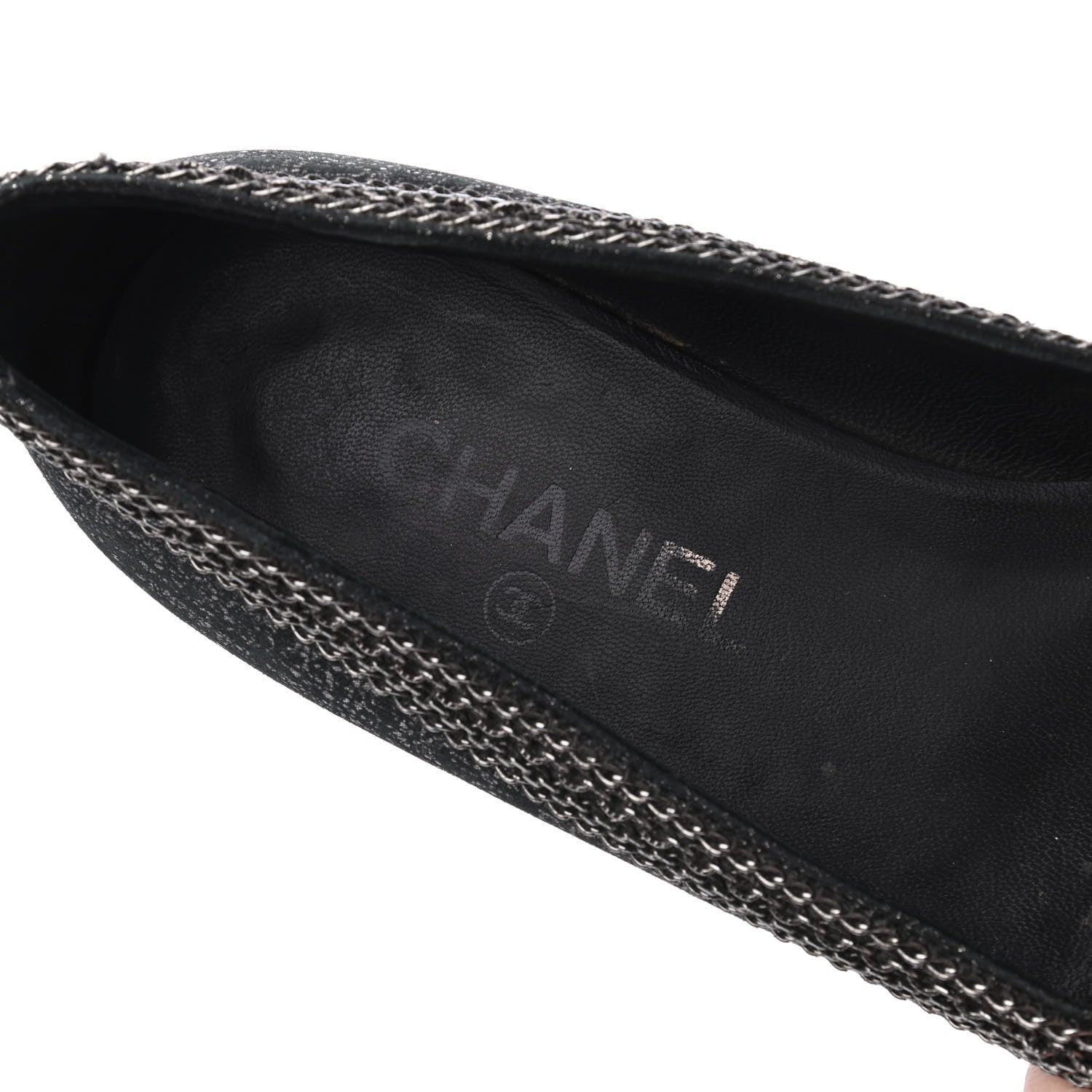Chanel Tweed Patent Cap Toe Ballerina Flats 37 Black 6 of 23