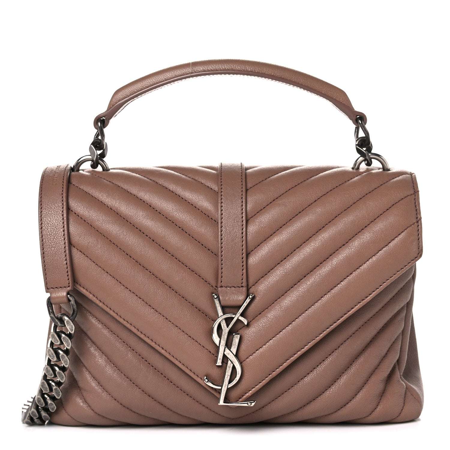 Saint Laurent Sheepskin Matelasse Chevron Monogram Medium College Bag Fard 1 of 14