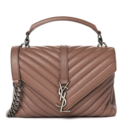 Saint Laurent Sheepskin Matelasse Chevron Monogram Medium College Bag Fard 1 of 14
