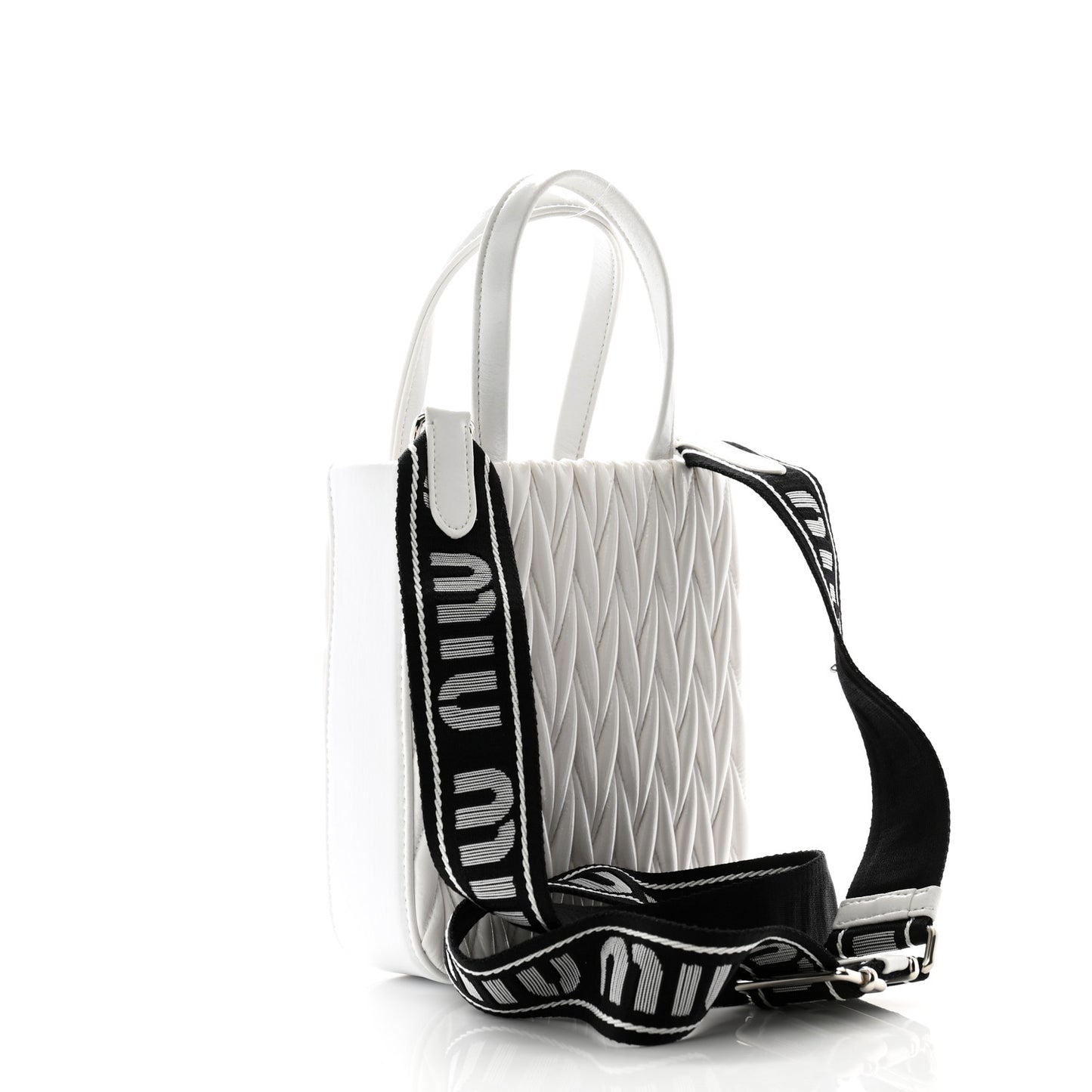 Patent Matelasse Crossbody Bag White Black