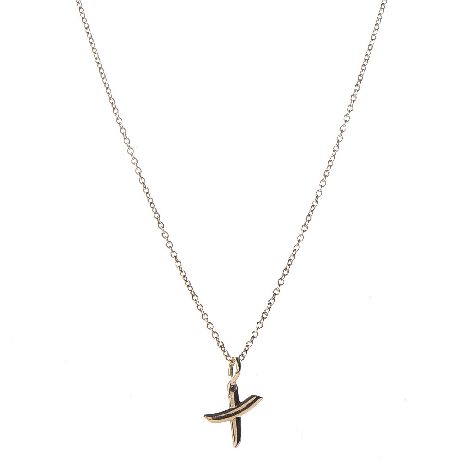 Tiffany 18K Yellow Gold Small X Pendant Necklace 1 of 8