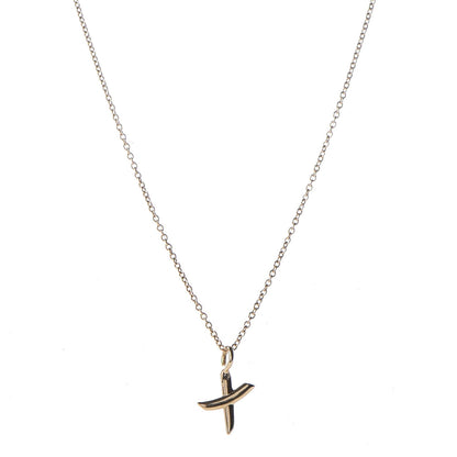 Tiffany 18K Yellow Gold Small X Pendant Necklace 1 of 8