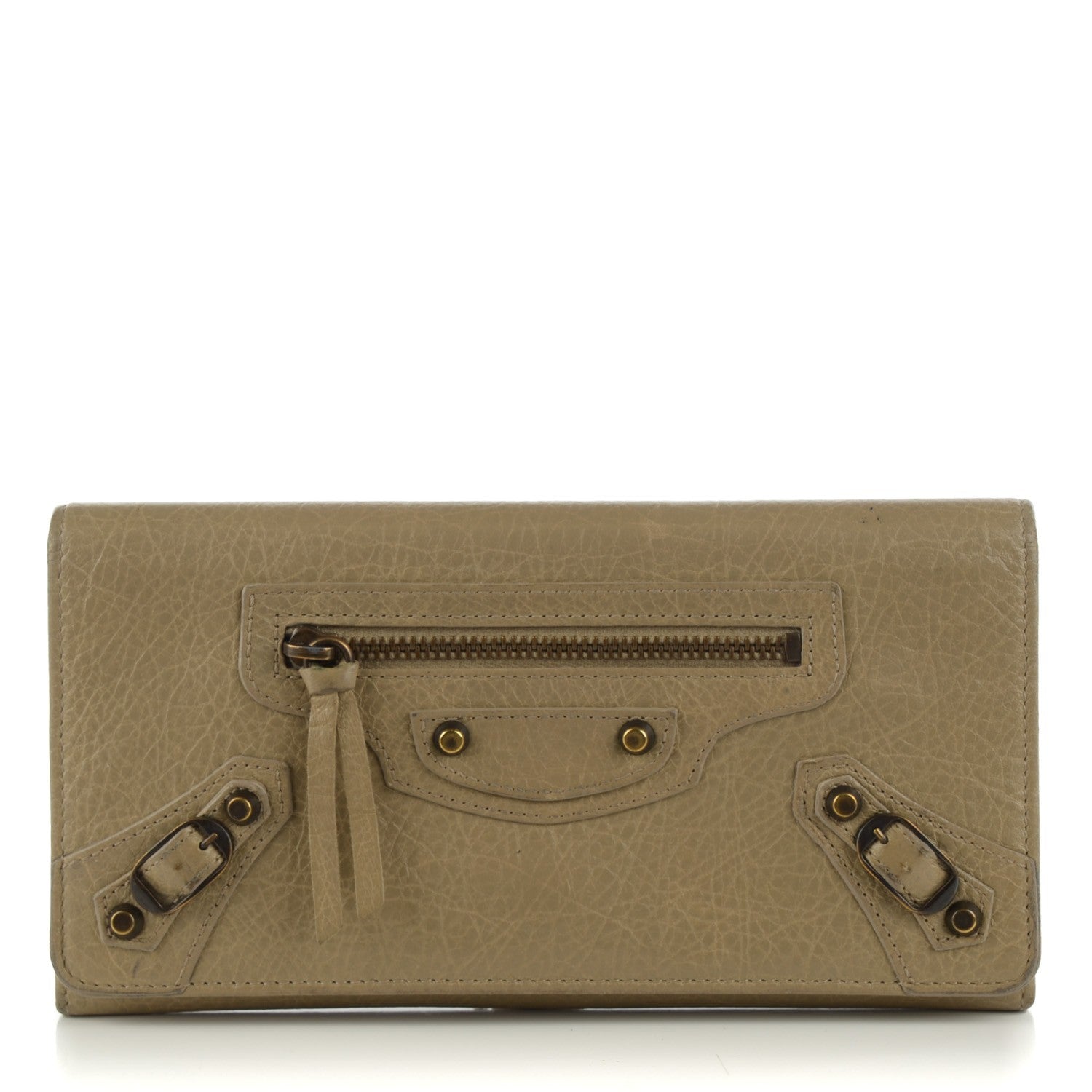 Balenciaga Agneau Classic Hardware Money Wallet Beige Latte 1 of 10