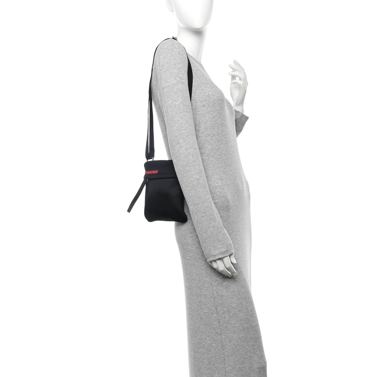 Neoprene Mesh Sport Small Flat Messenger Bag Black