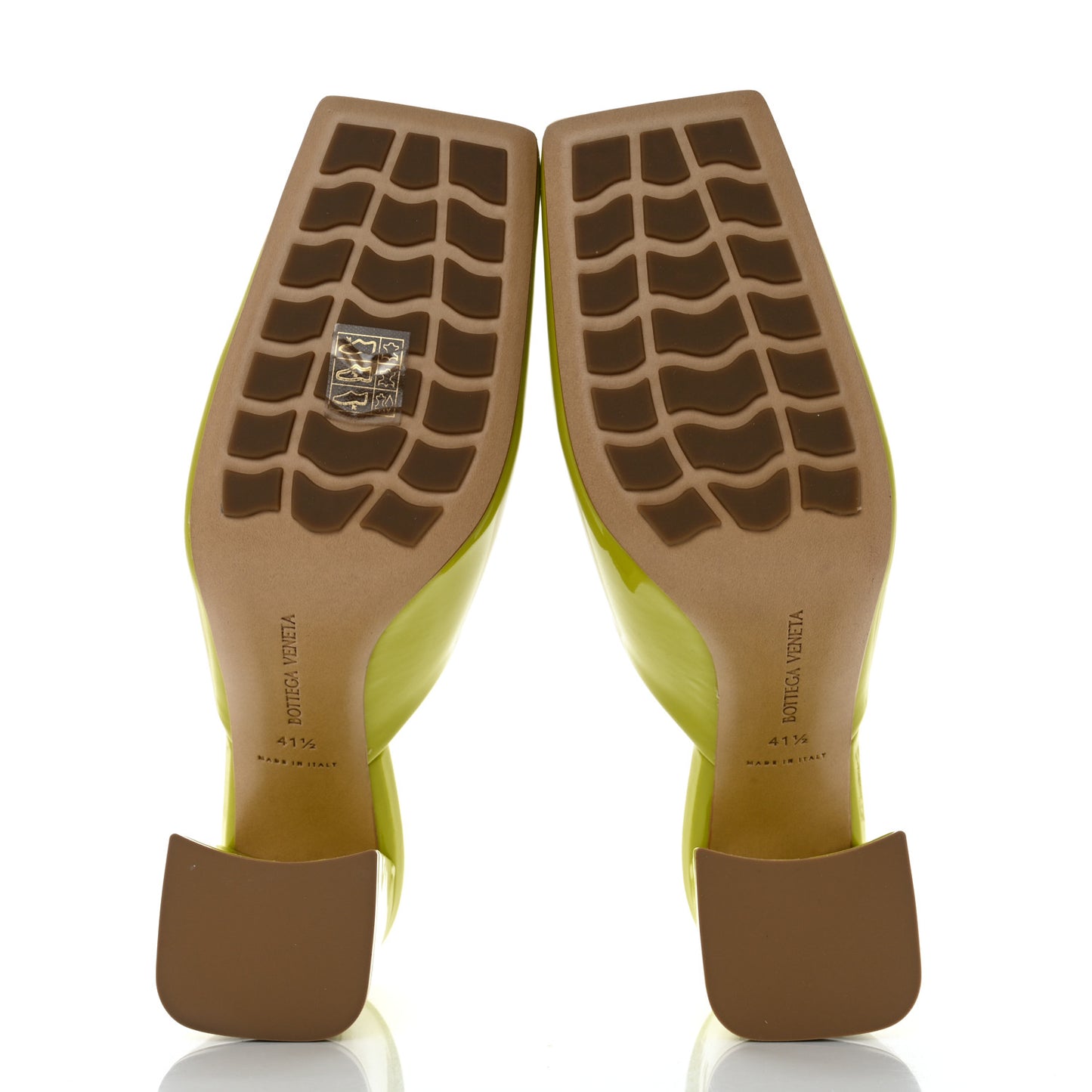 Supergloss Patent Tower 90mm Mule Pumps 41.5 Kiwi