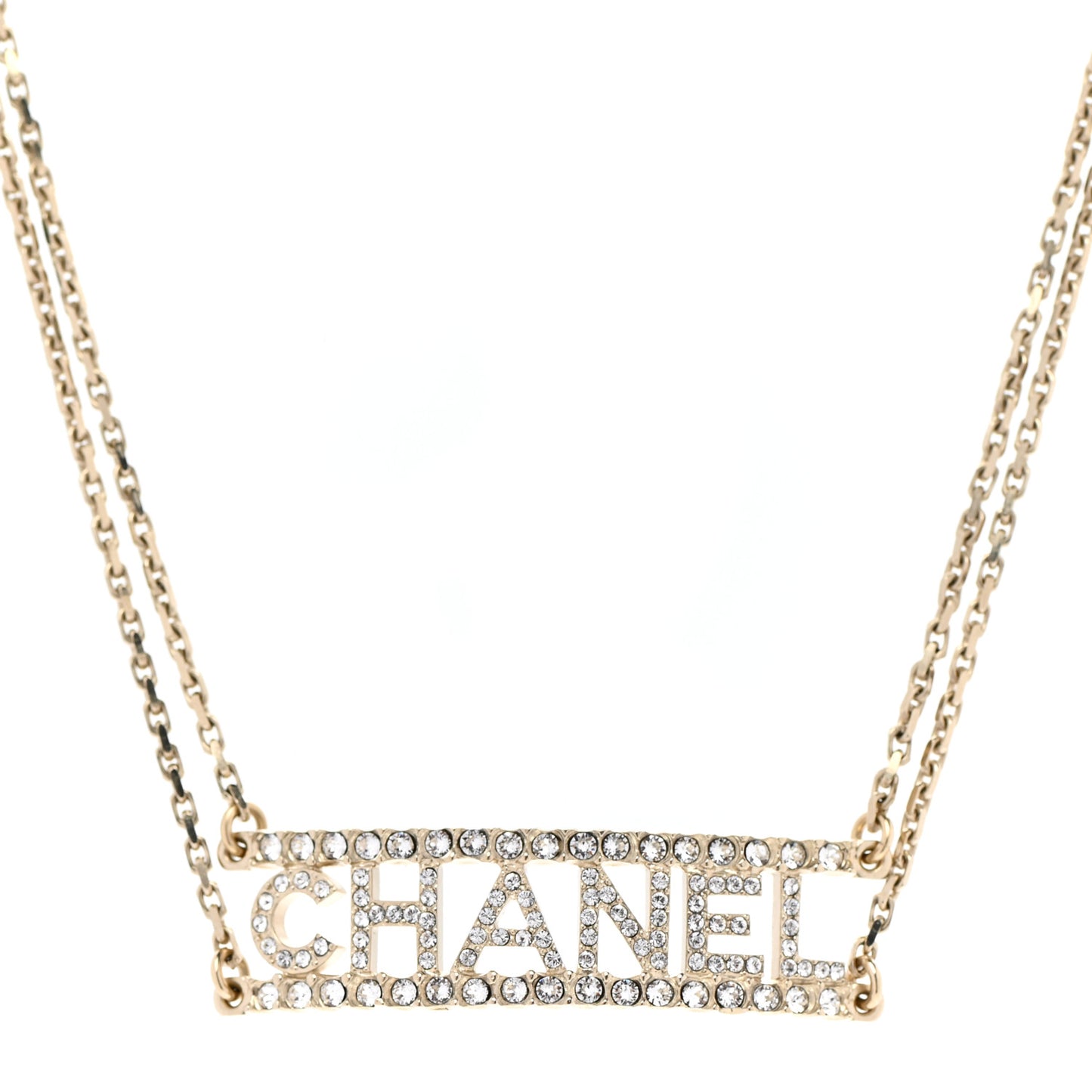 Metal Crystal Logo Choker Necklace Gold