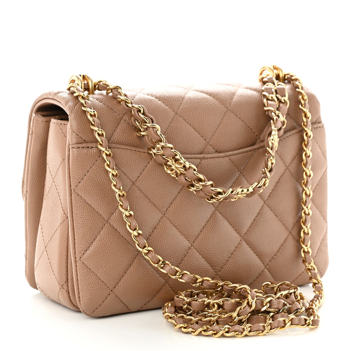 Caviar Quilted Mini Coco First Flap Beige