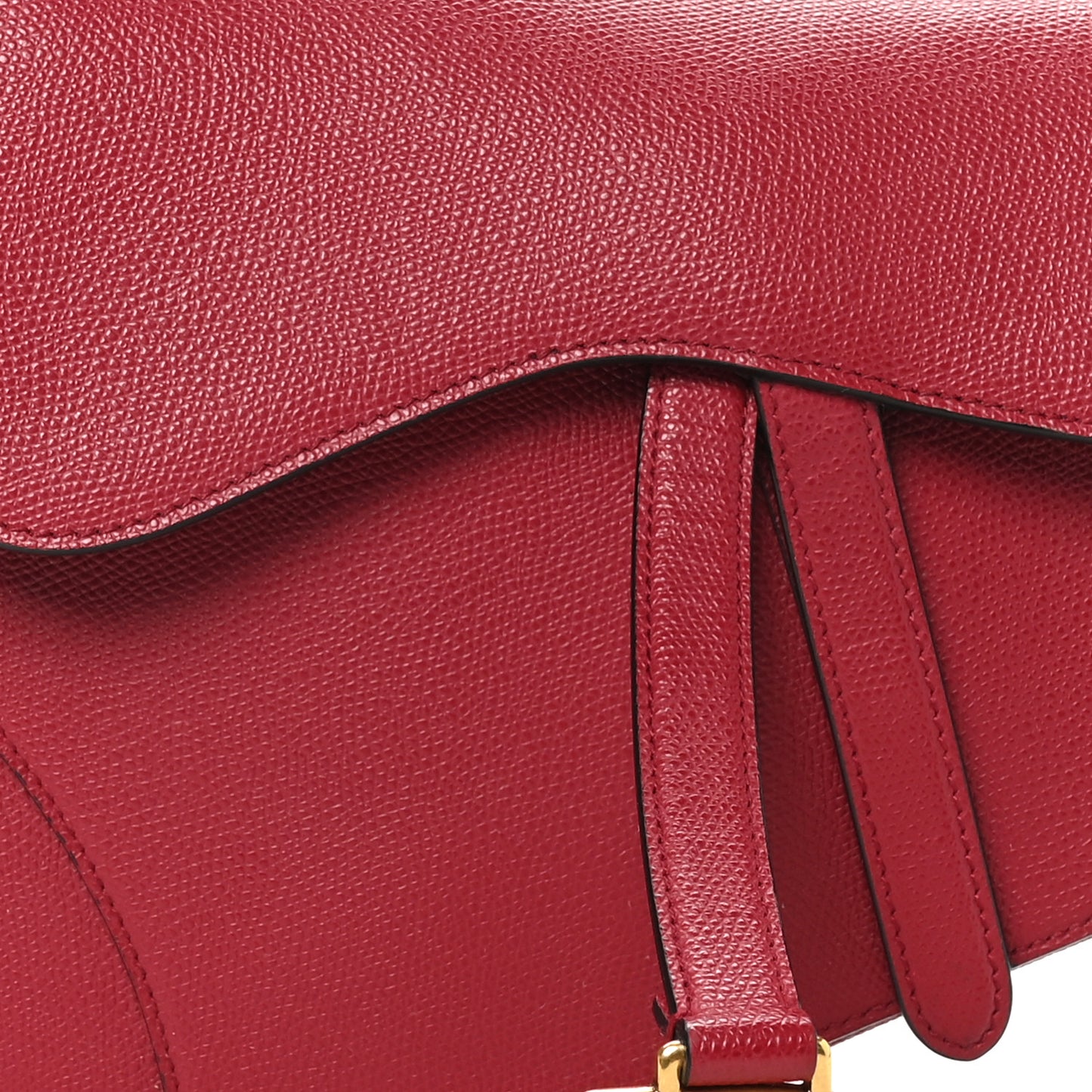 Grained Calfskin Saddle Bag Red