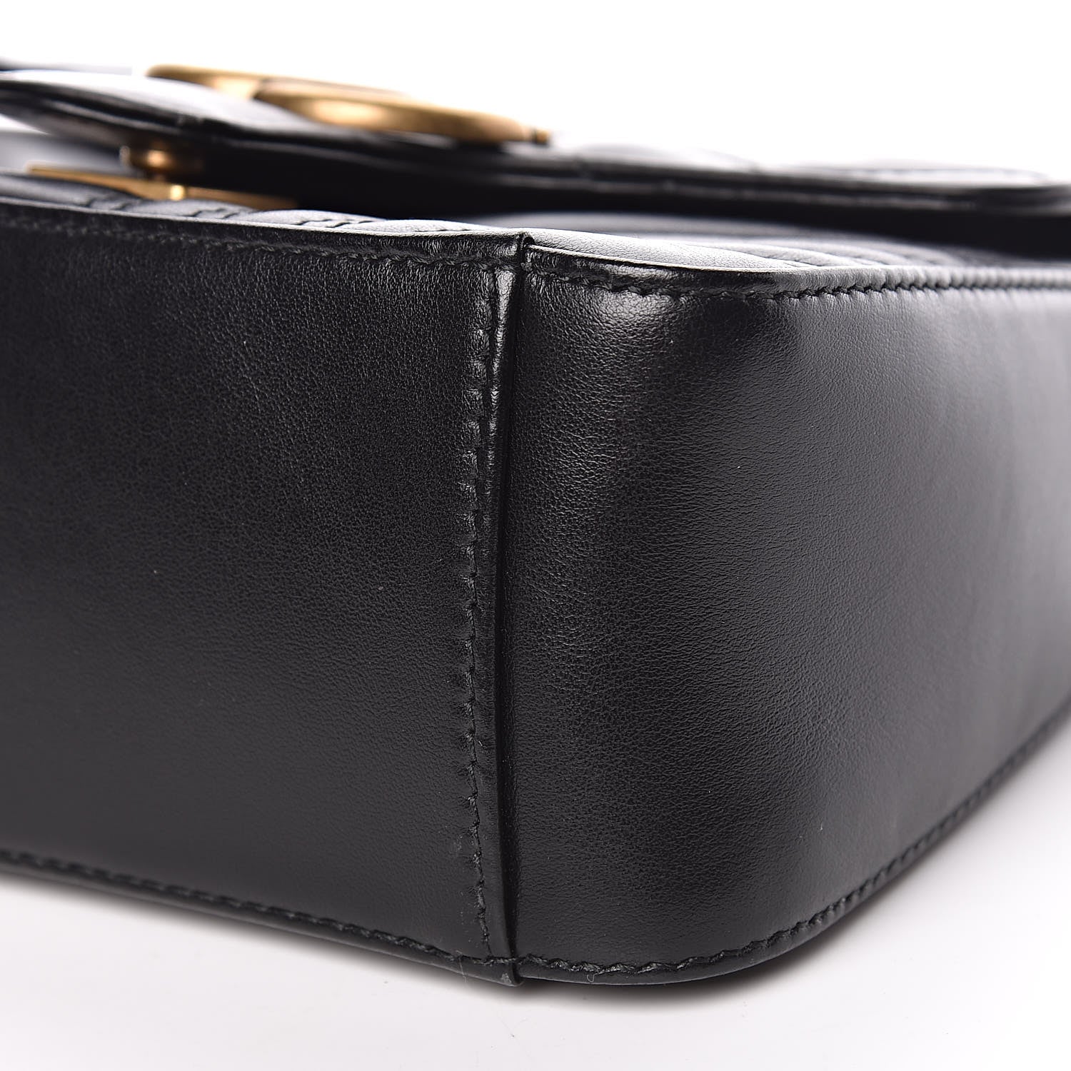Gucci Calfskin Matelasse Mini GG Marmont Top Handle Shoulder Bag Black 7 of 10