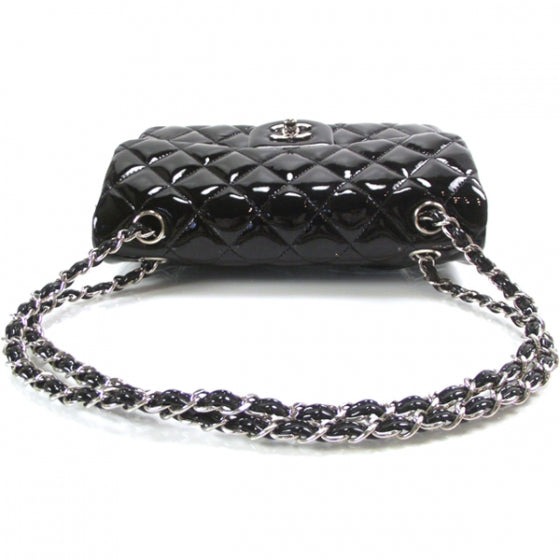 Patent Medium Double Flap Black