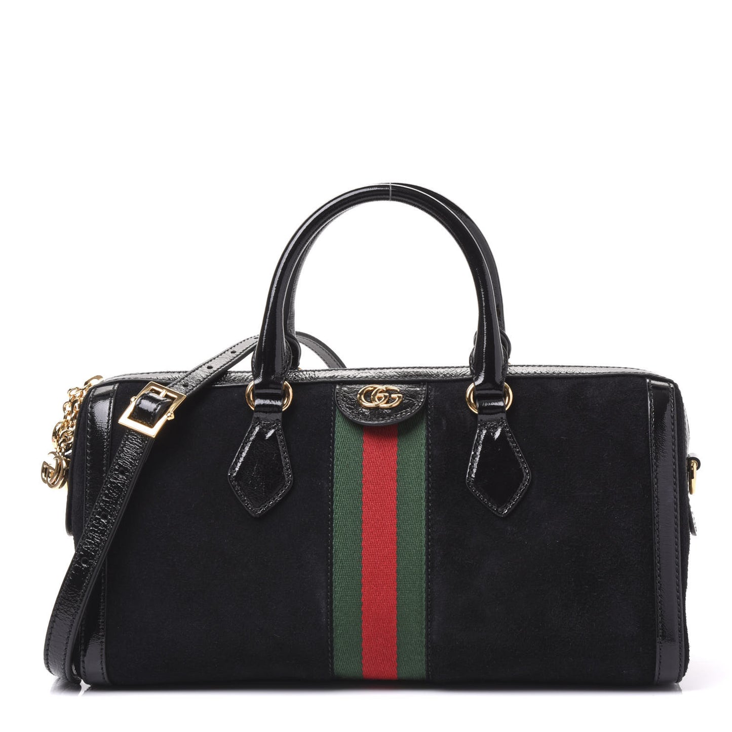 Suede Patent GG Web Medium Ophidia Boston Black