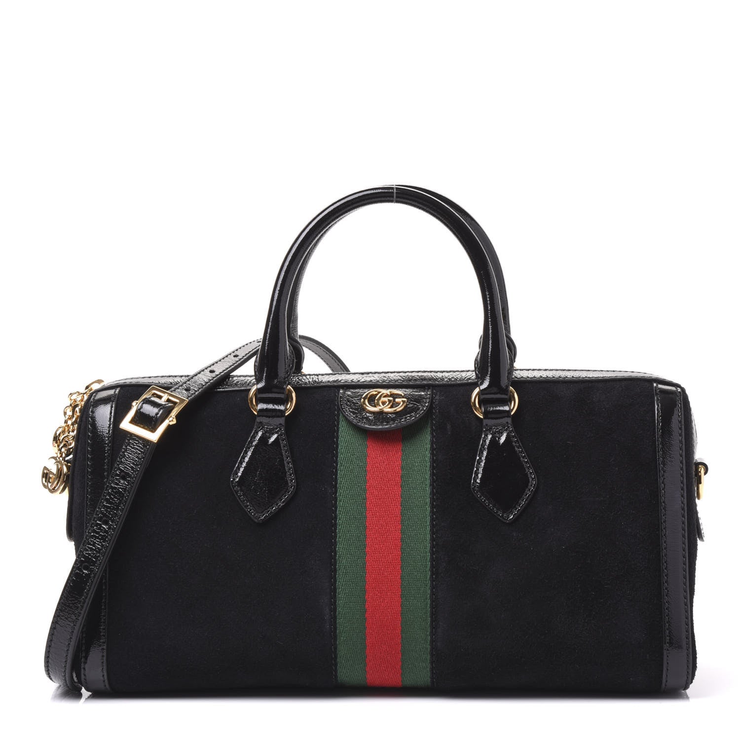 Gucci Suede Patent GG Web Medium Ophidia Boston Black 1 of 10