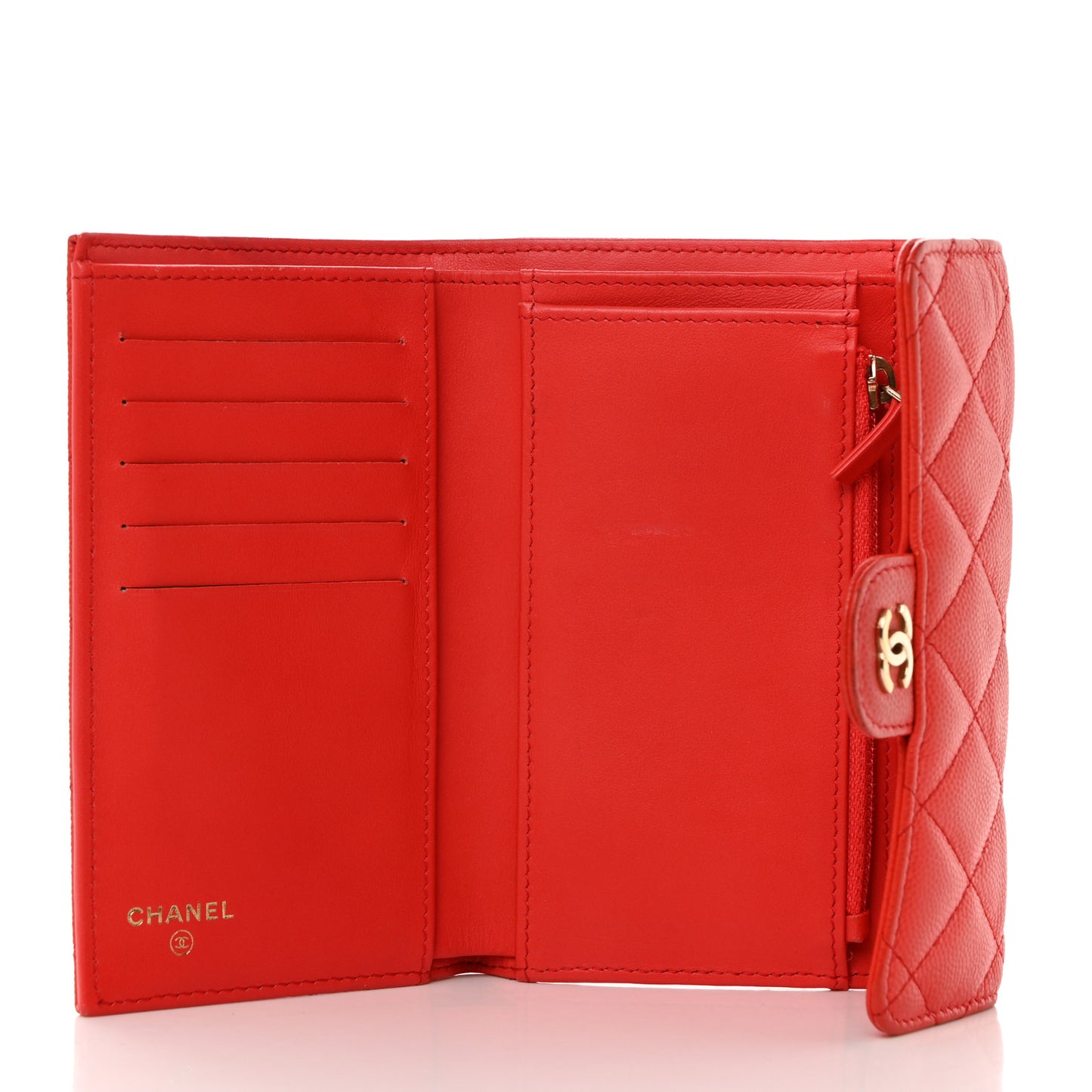 Caviar Quilted Medium Flap Wallet Red