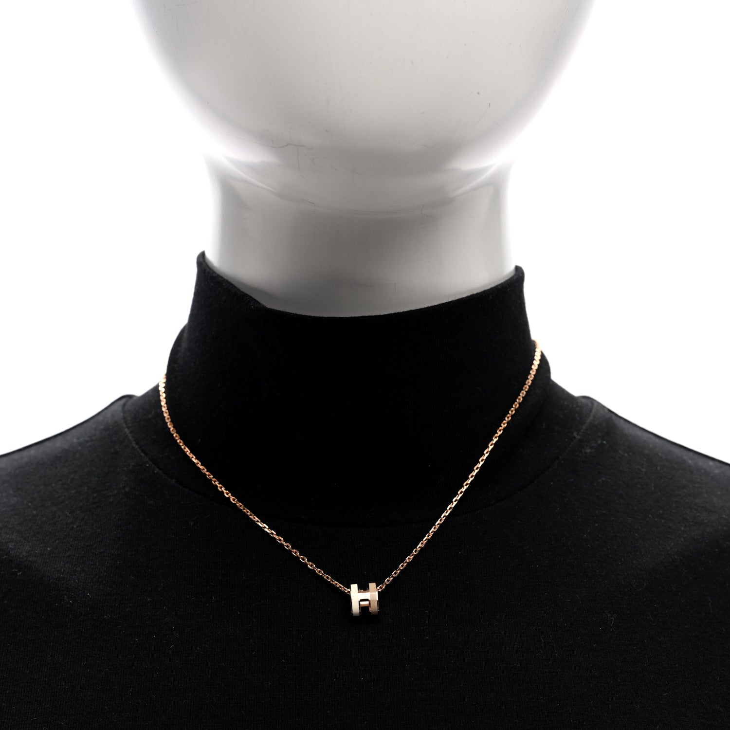 Hermes Lacquered Rose Gold Mini Pop H Rocabar Pendant Necklace Systeme 2 of 6