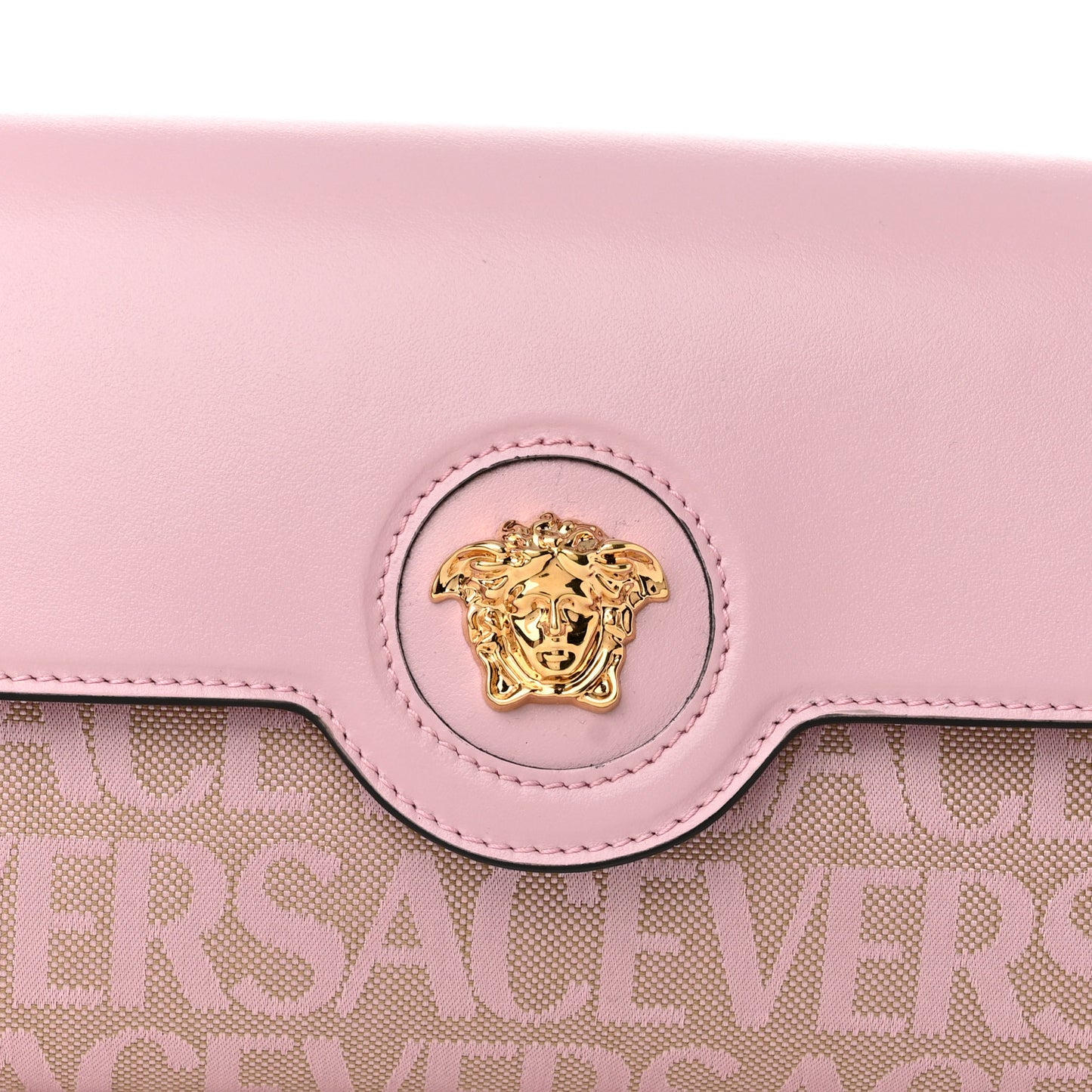 Calfskin Canvas Allover La Medusa Crossbody Bag Pink