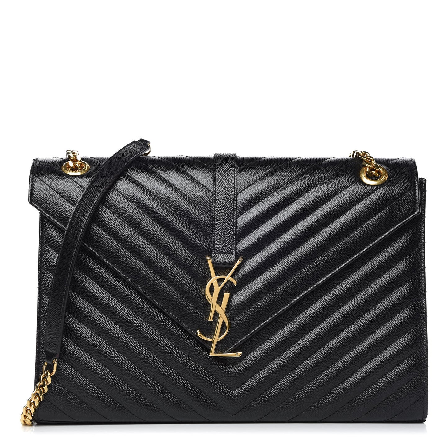 Grain De Poudre Matelasse Chevron Large Monogram Satchel Black