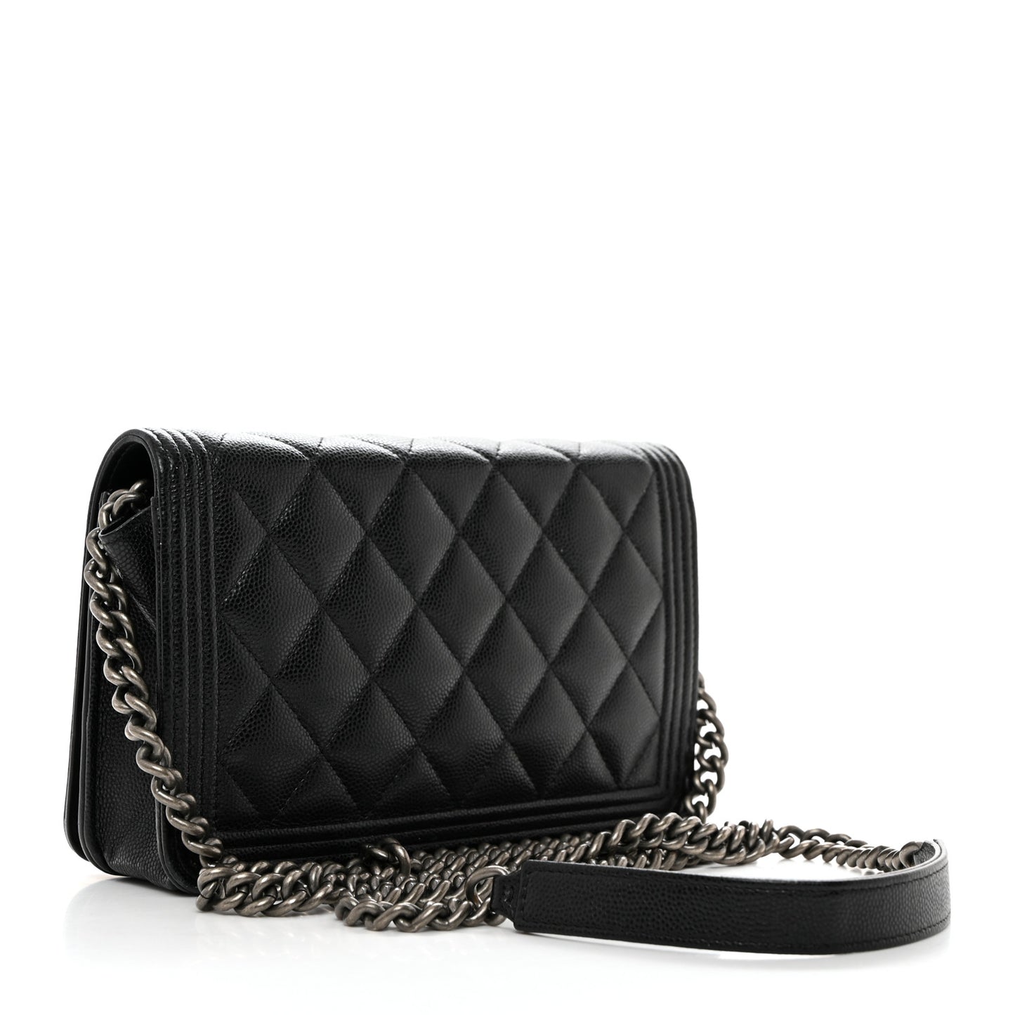 Caviar Quilted Boy Wallet On Chain WOC Black