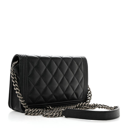 Chanel Caviar Quilted Boy Wallet On Chain WOC Black 2 of 10