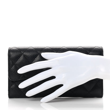 Chanel Caviar Quilted Large Gusset Flap Wallet Black 2 of 12