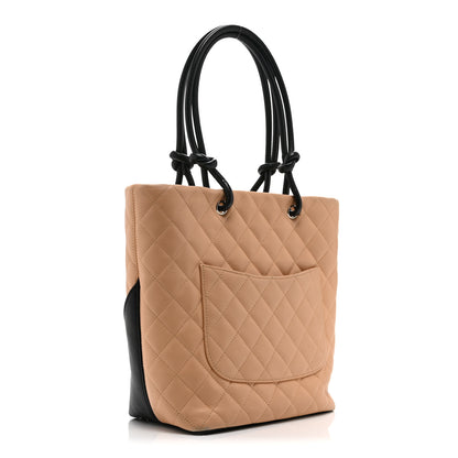 Chanel Calfskin Quilted Medium Cambon Tote Beige Black 3 of 11