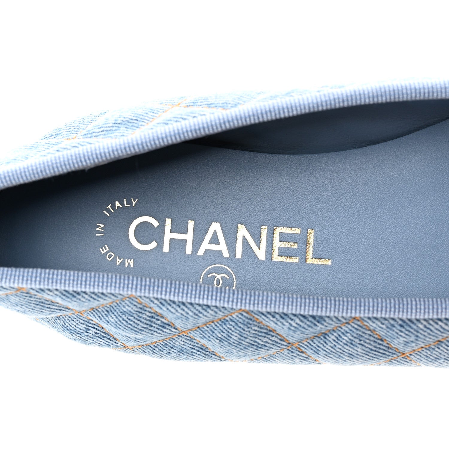 Chanel Denim Quilted CC Cap Toe Ballerina Flats 36.5 Light Blue 6 of 10