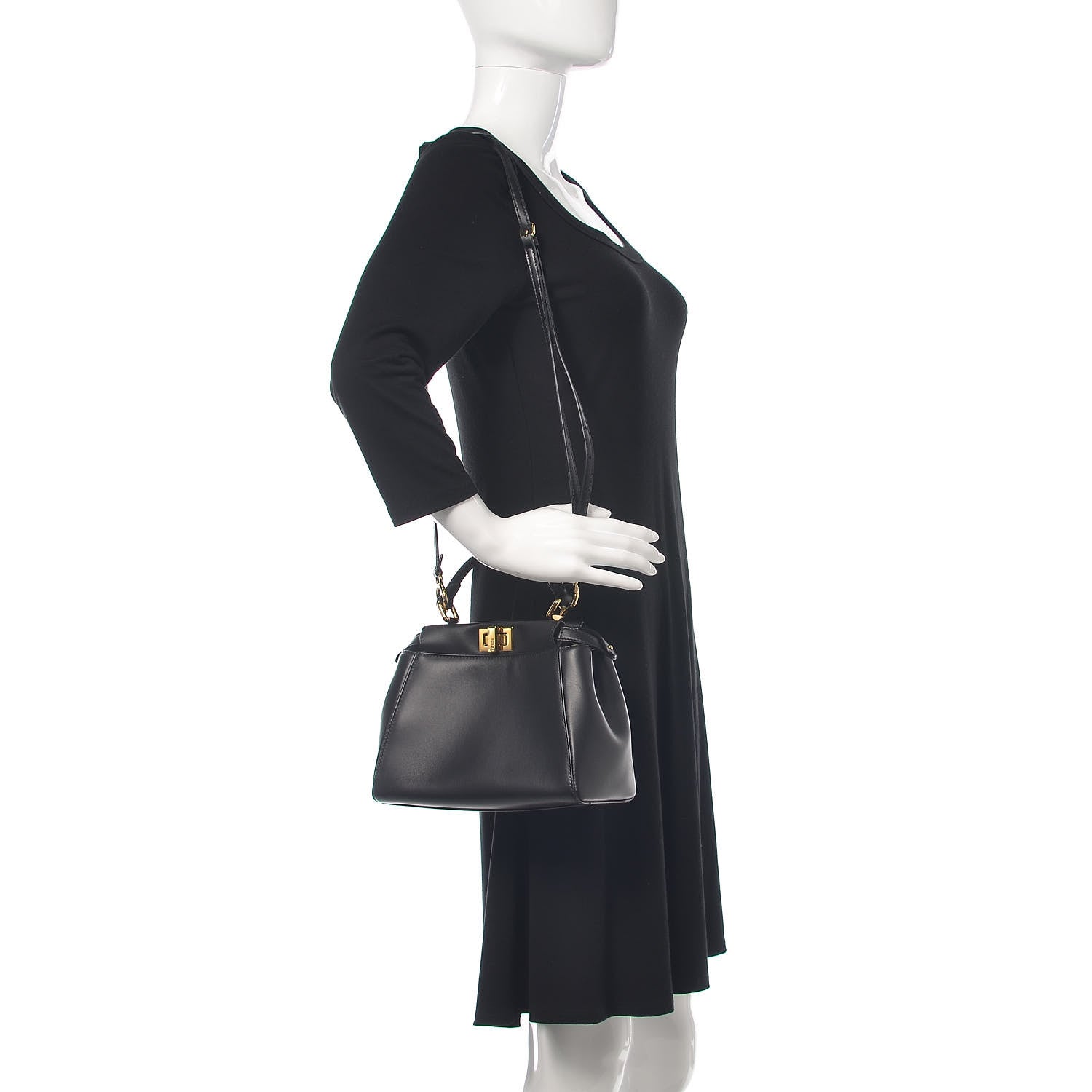 Fendi Nappa Mini Peekaboo Iconic Satchel Black 2 of 11