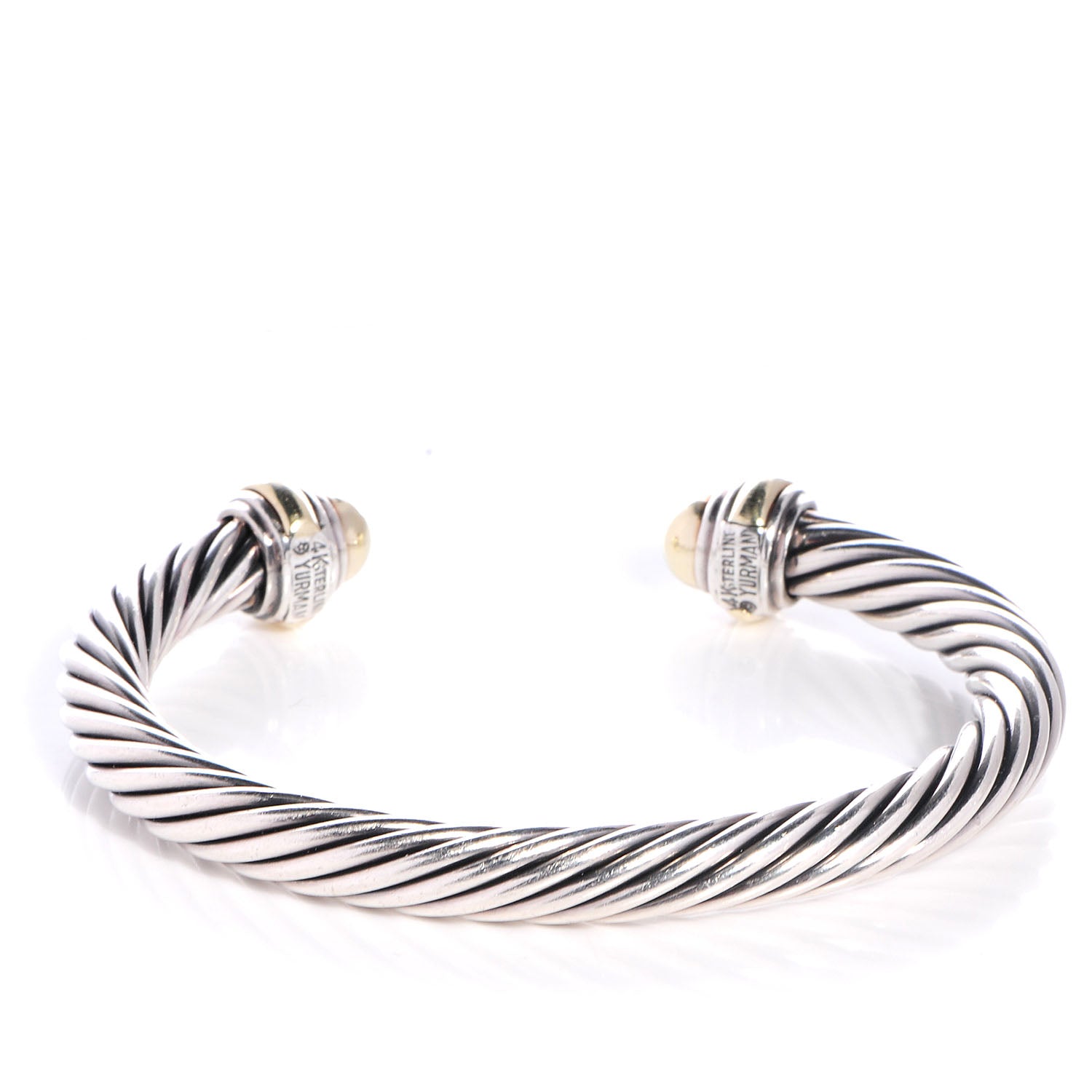 David Yurman Sterling Silver 14K Yellow Gold 7mm Cable Classics Bracelet 4 of 6