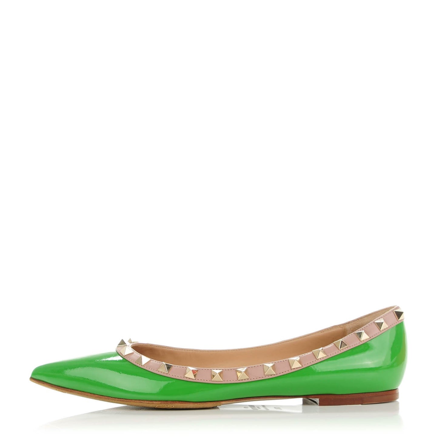 Patent Rockstud Ballerina Flats 37.5 Green Poudre