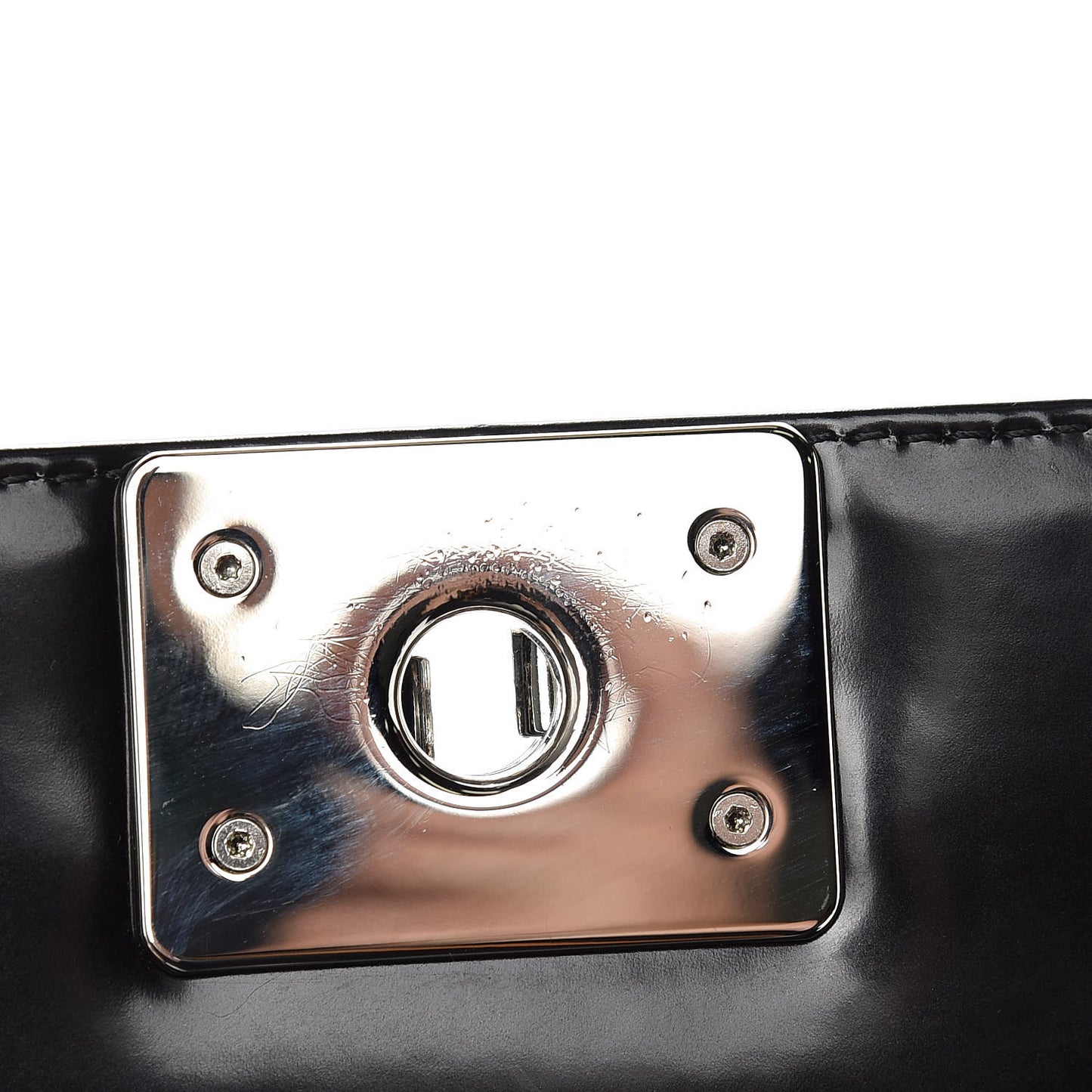 Glazed Calfskin Large Boy Flap Black