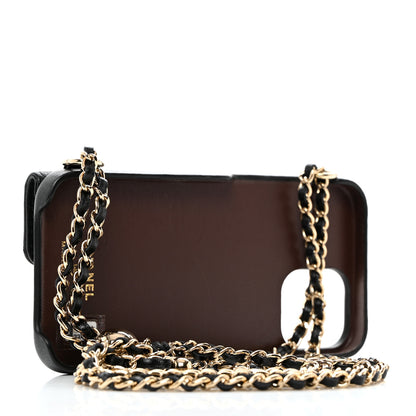 Chanel Lambskin Quilted Pearl Crush iPhone XII Pro Holder With Chain Black 2 of 6