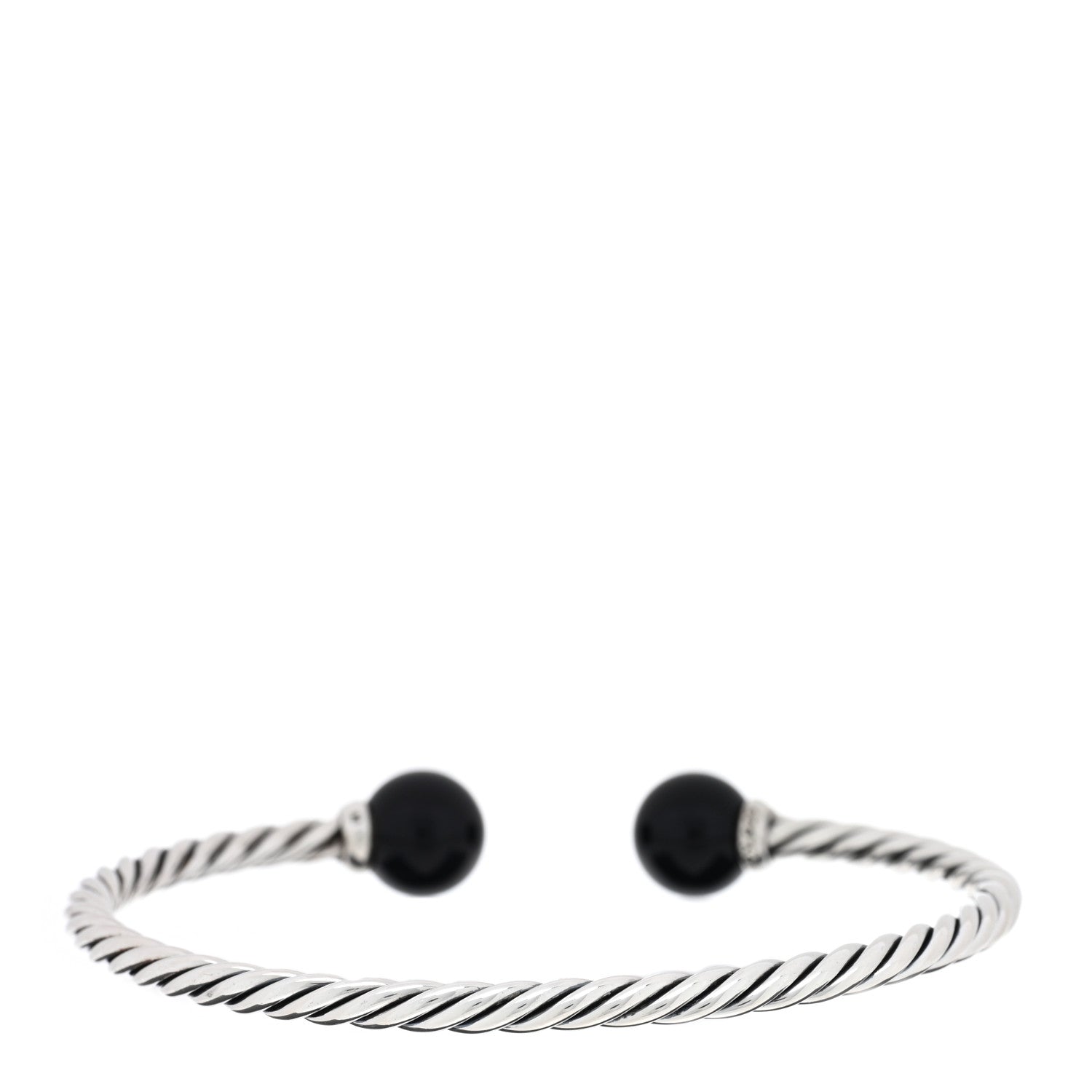 David Yurman Sterling Silver Diamond Onyx 9mm Solari Bracelet 2 of 3