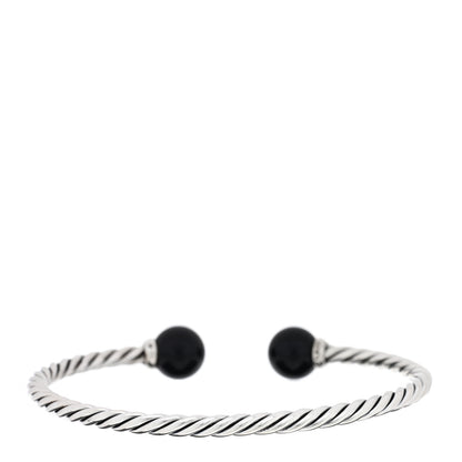 David Yurman Sterling Silver Diamond Onyx 9mm Solari Bracelet 2 of 3